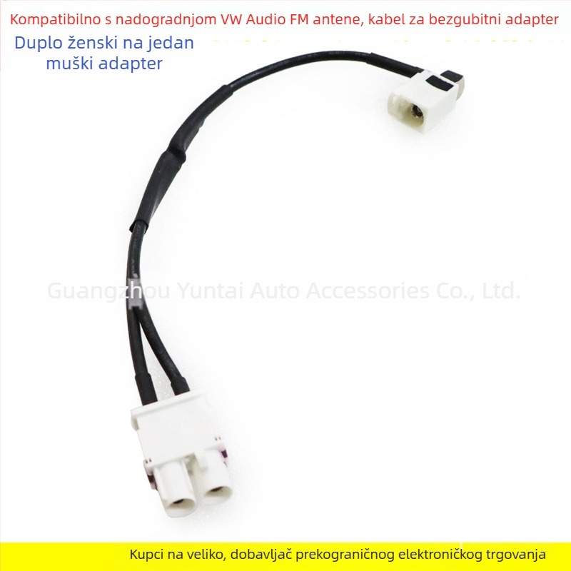 VW CD player FM antena adapter — bakar, dvije ženke na jedan muški priključak, radijska modifikacija