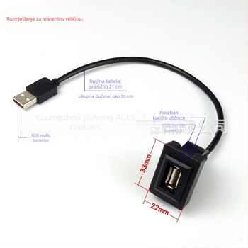 USB automobilna utičnica za Toyota modele: Vios, Camry, RAV4, Corolla, Highlander, Levin, Prado — 12V, 30 g, plastika + metal, Peak auto dijelovi
