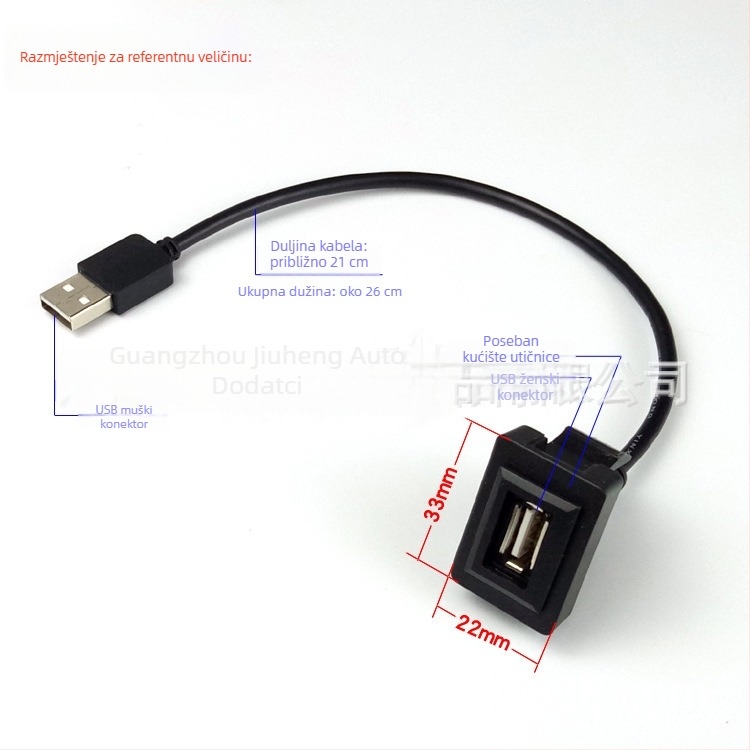 USB automobilna utičnica za Toyota modele: Vios, Camry, RAV4, Corolla, Highlander, Levin, Prado — 12V, 30 g, plastika + metal, Peak auto dijelovi