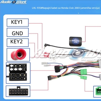 Žični sustav za navigaciju autom Android s velikim zaslonom — 12V napajanje, plastika + metal, za Honda Civic 2003 US verzija