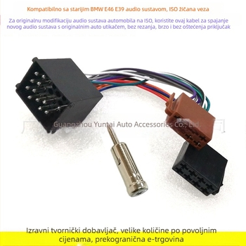 Auto CD player žični snop ISO europski standard, model ISO-BM01, težina 0,08 kg, materijal: bakar premazan tinom, kompatibilno sa starim BMW-om