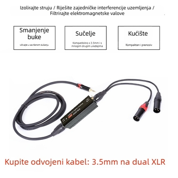 Izolator zvuka za računalni mikser, eliminator šuma, pozlaćeni bakar, model XLR-2, težina 0,03 kg