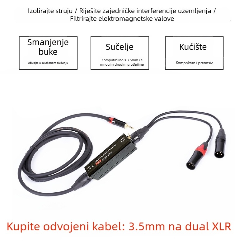 Izolator zvuka za računalni mikser, eliminator šuma, pozlaćeni bakar, model XLR-2, težina 0,03 kg