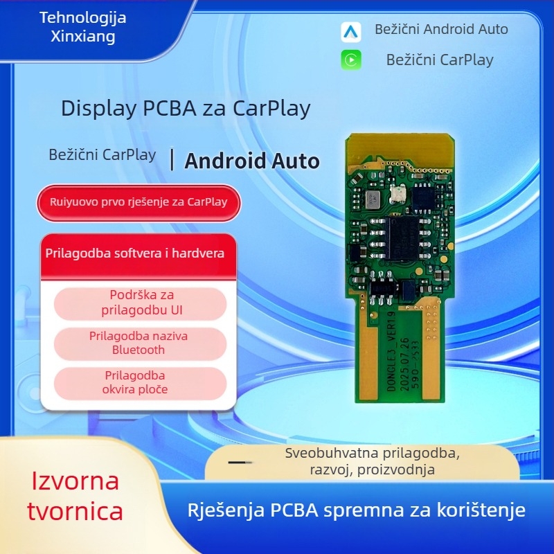 CarPlay bežični adapter za automobil – konverzija kabelskog u bezvoni CarPlay uz Android Auto PCBA rješenje, RTL8730EAM ploča, 0,003 kg, 5V, kompatibilno s VW, Audi, Mercedes-Benz, Toyota, Honda