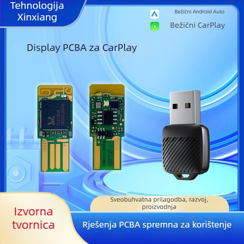 CarPlay bežični adapter za automobil – konverzija kabelskog u bezvoni CarPlay uz Android Auto PCBA rješenje, RTL8730EAM ploča, 0,003 kg, 5V, kompatibilno s VW, Audi, Mercedes-Benz, Toyota, Honda