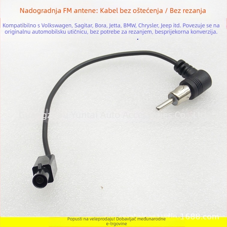 FM antena adapter kabel za VW/Skoda/BMW/Chrysler/Jeep – VW-FMM50, bakar, dodatak za audio-modifikaciju