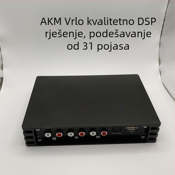 DSP automobilski pojačalo, 4x75W, 12V napajanje, 10-kanalni DSP audio procesor, 31-pasovni EQ