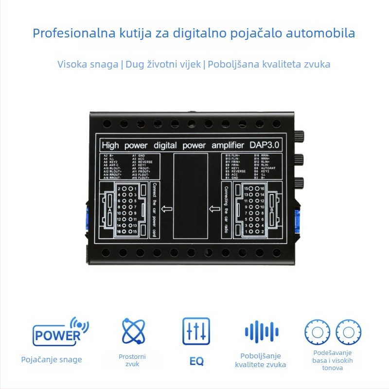 Univerzalni DSP vanjski digitalni pojačivač za auto audio sustav s Android navigacijom velikog zaslona