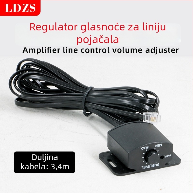 Daljinski upravljač glasnoće za automobil — žični 12V PVC jedinica, univerzalna kompatibilnost, masa 0.1 kg, model: Car amplifier volume remote controller, marka: Ldzs, prilagodba dostupna