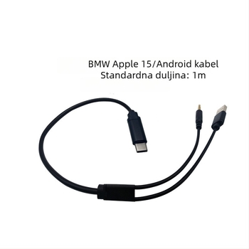 BMW automobilski USB-C kabel za napajanje i zvuk za iPhone 15 s Type-C utikačem