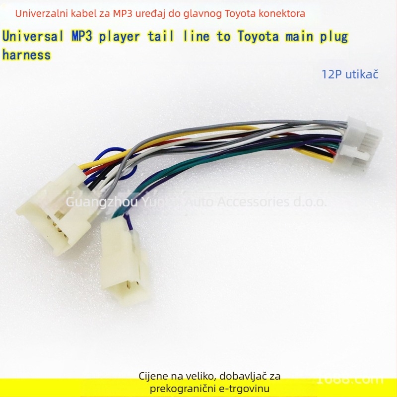 Univerzalni MP3 USB kabelski snop s 12-pinskim konektorom i ISO europskim utikačem za strojeve za umetanje MP3 kartica, bakar, model MP3-01