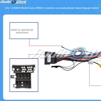 Navigacijski kabel za Android središnje upravljanje velikog zaslona, 12V, plastika + metal, za Isuzu D-Max 2018 (s pločom redukcije napetosti)