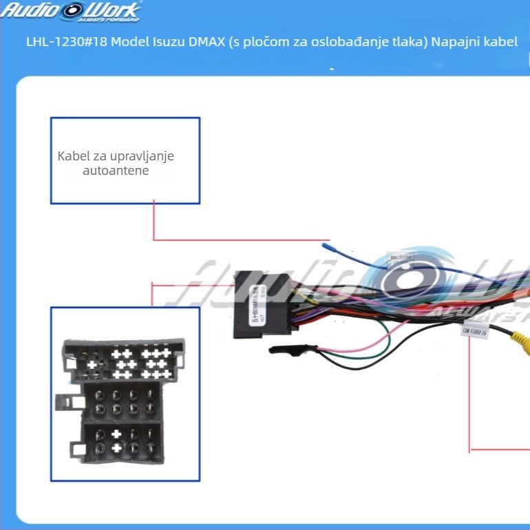 Navigacijski kabel za Android središnje upravljanje velikog zaslona, 12V, plastika + metal, za Isuzu D-Max 2018 (s pločom redukcije napetosti)