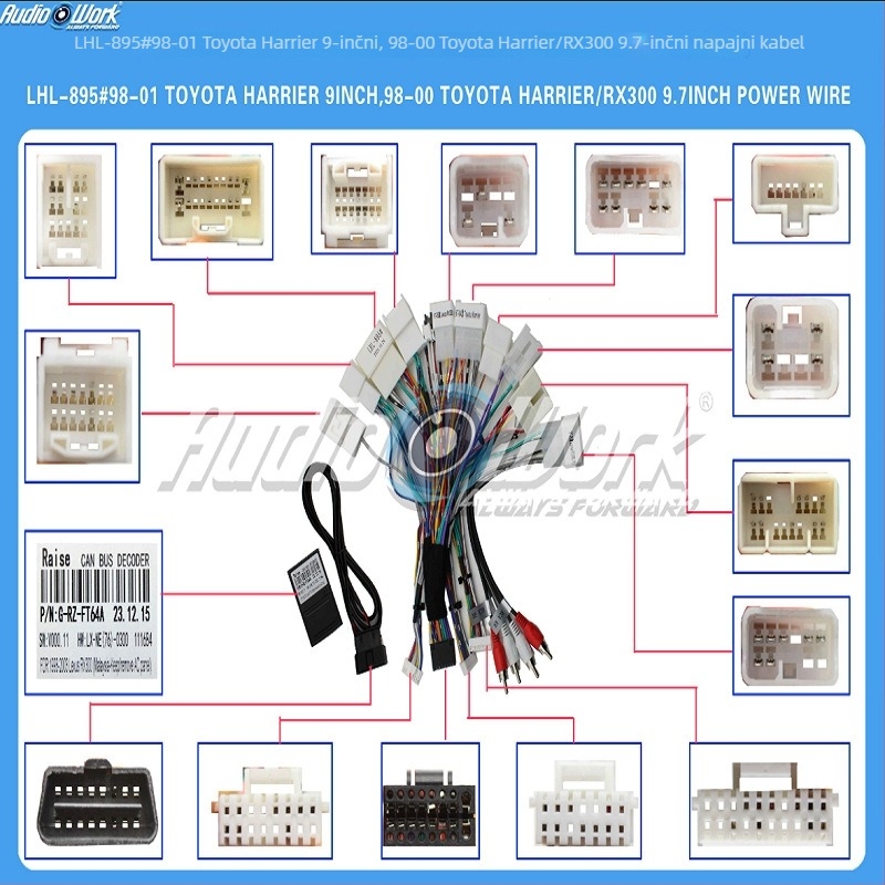 Android 9-inčni kabel za navigacijski središnji zaslon za Toyota Harrier (1998–2001) – 12V, plast+metal, kompatibilan Harrier/RX300 (1998–2000)