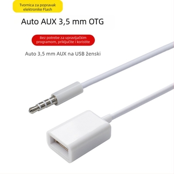 Automobilski AUX audio kabel USB na 3,5 mm, bakar, težina 0,012 kg, univerzalni 3,5 mm AUX priključak