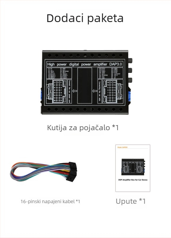 DSP auto pojačalo 4x60W, 12V, 92dB SNR za univerzalnu Android navigaciju