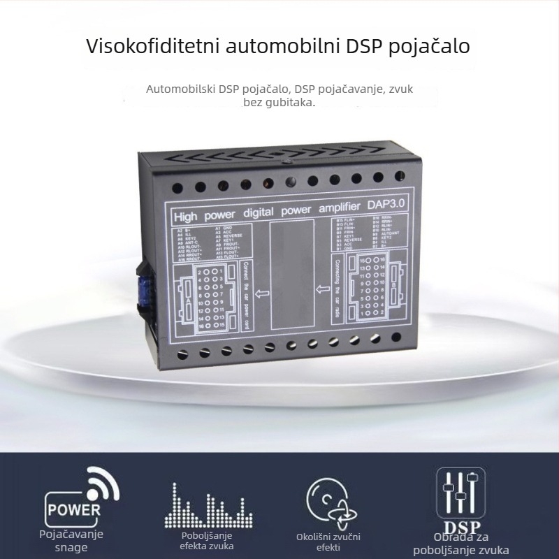 DSP auto pojačalo 4x60W, 12V, 92dB SNR za univerzalnu Android navigaciju