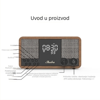 Bluetooth zvučnik s FM radiom i budilicom, Bluetooth 5.1, izlazna snaga 5W, ugrađena baterija 1200–2000 mAh, frekvencijski odziv 60 Hz–15 kHz