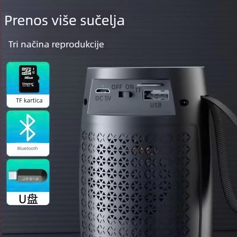 Bluetooth zvučnik s ugrađenom baterijom, snaga 5 W, Bluetooth 5.3, frekvencijski raspon 100 Hz-20 kHz, bežični doseg do 10 m