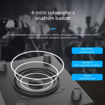 Drveni 2.1 multimedijalni aktivni Bluetooth desktop zvučnik s USB i 3,5 mm