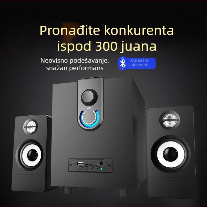 Drveni 2.1 multimedijalni aktivni Bluetooth desktop zvučnik s USB i 3,5 mm