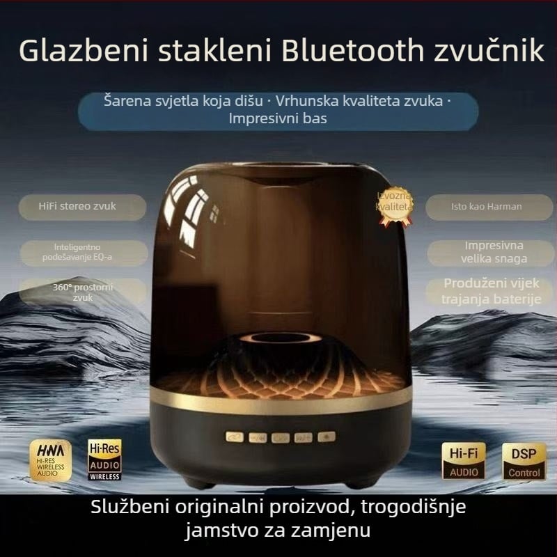 Manhattan Bluetooth zvučnik sa staklenim završetkom, bežični subwoofer, 5W, Bluetooth 5.0, ugrađena baterija