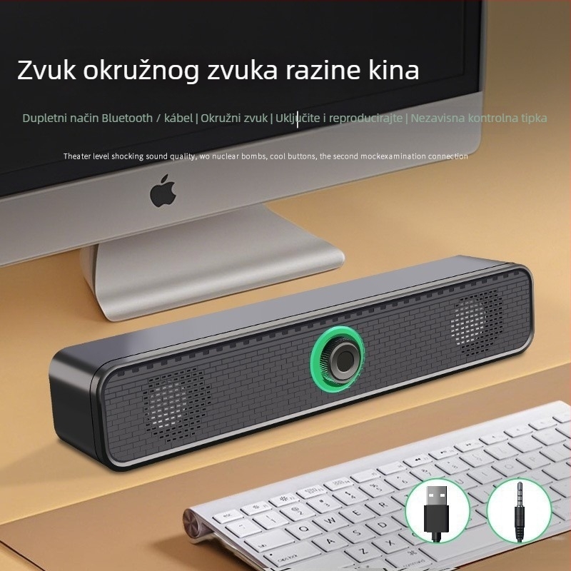 Računalni zvučnici USB, stolni, stereo 2.0, 3W, 40Hz–20kHz, 3,5 mm audio jack