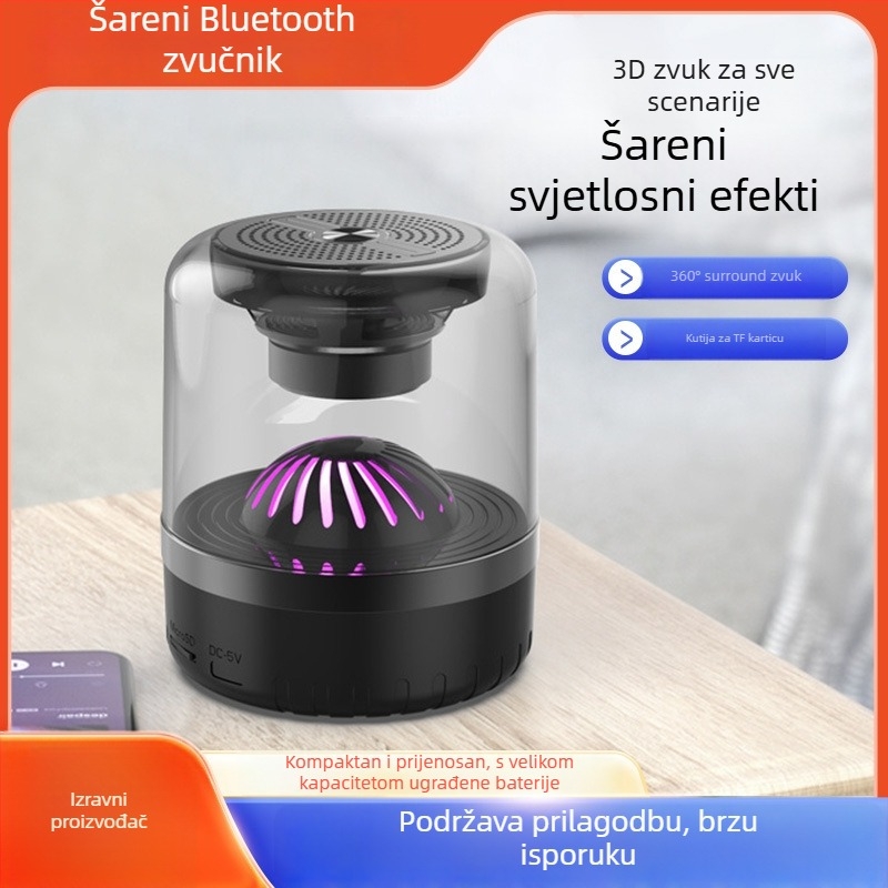 Bežični Bluetooth zvučnik s Hi‑Fi zvukom, Bluetooth 5.3, izlaz 3 W, raspon frekvencija 100 Hz–20 kHz, utor za karticu, ugrađena baterija 500–800 mAh