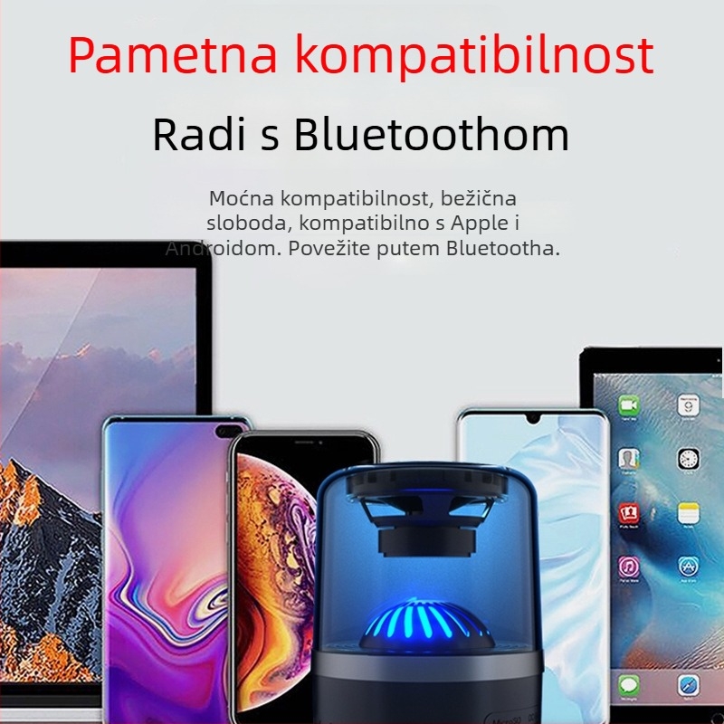 Bežični Bluetooth zvučnik s Hi‑Fi zvukom, Bluetooth 5.3, izlaz 3 W, raspon frekvencija 100 Hz–20 kHz, utor za karticu, ugrađena baterija 500–800 mAh