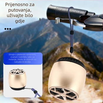 Prenosni Bluetooth metalni zvučnik, 5. generacija, duboki bass, visoka kvaliteta zvuka, utor za karticu, Bluetooth 5.3, 5W, 100Hz–20kHz, domet 10 m