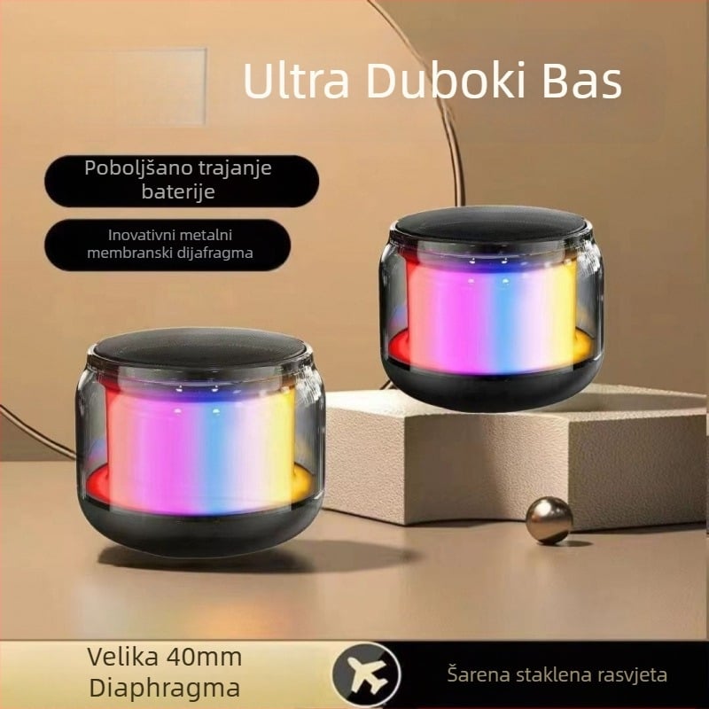 Bluetooth zvučnik s ambijentalnim svjetlom i inteligentnom kontrolom, stakleni bas zvučnik, opseg frekvencija 40 Hz–20 kHz, SNR ≥100 dB