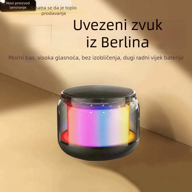 Bluetooth zvučnik s ambijentalnim svjetlom i inteligentnom kontrolom, stakleni bas zvučnik, opseg frekvencija 40 Hz–20 kHz, SNR ≥100 dB