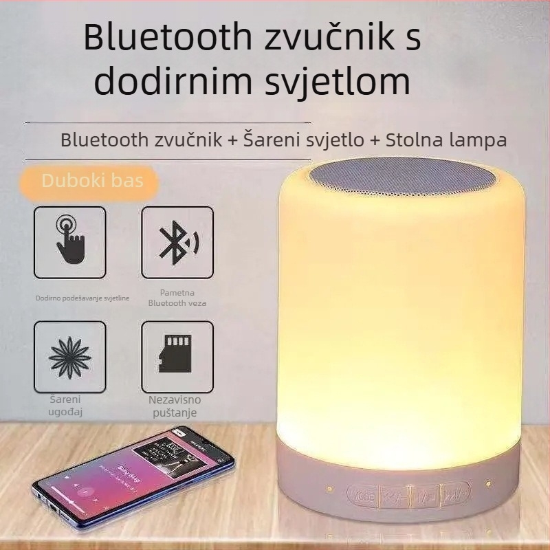 Prijenosni Bluetooth zvučnik s noćnim svjetlom i utorom za karticu (Bluetooth 5.0; 3W; ugrađena baterija 1000–1200 mAh; frekvencijski raspon 100 Hz–20 kHz; domet 10 m)