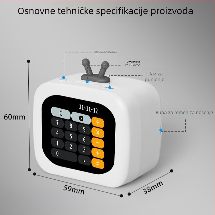 Bluetooth zvučnik sa zaslonom, prijenosni mini zvučnik s prikazom teksta pjesme i podrškom više jezika, Bluetooth 5.3, 100Hz-20kHz, SNR ≥70dB, ugrađena baterija 300-500mAh
