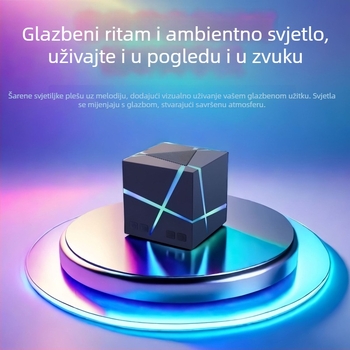 Bluetooth kockasti zvučnik — 5W izlaz, ugrađena baterija 500–800 mAh, Bluetooth 5.3, raspon 100 Hz–20 kHz, domet 10 m