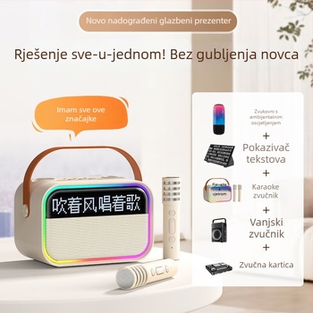 Bluetooth zvučnik s prikazom tekstova u plutajućem zaslonu, prenosni vanjski karaoke zvučnik s ugrađenim mikrofonom i subwooferom — BT 5.3, 15W, 100Hz-20kHz, SNR ≥85dB, domet 10m, baterija 1200-2000mAh