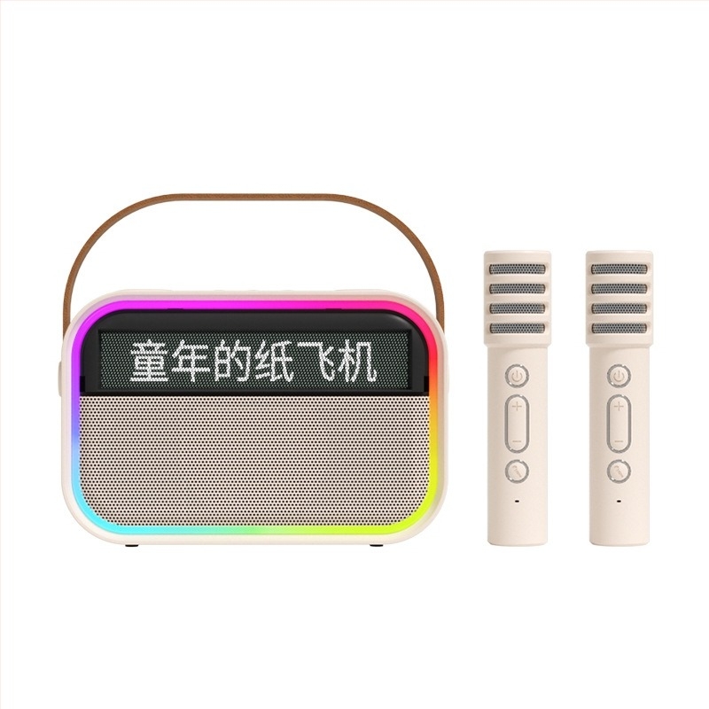 Bluetooth zvučnik s prikazom tekstova u plutajućem zaslonu, prenosni vanjski karaoke zvučnik s ugrađenim mikrofonom i subwooferom — BT 5.3, 15W, 100Hz-20kHz, SNR ≥85dB, domet 10m, baterija 1200-2000mAh