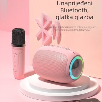 Karaoke mikrofon i zvučnik sve-u-jednom – Bluetooth 5.3, IPX3 vodootporan, Izlazna snaga 5W, Ugrađena baterija 1000–1200 mAh