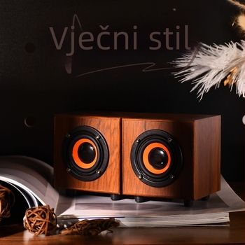 Drveni mini zvučnik, USB + 3,5 mm sučelje, izlazna snaga 3 W, frekvencijski raspon 50 Hz–20 kHz, 2 kanala