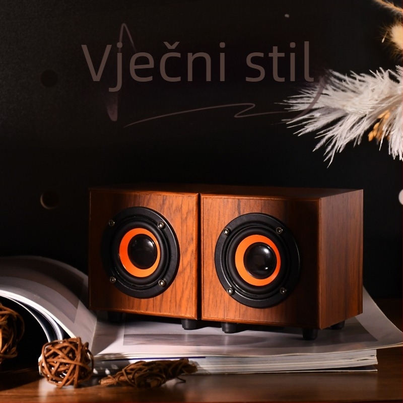 Drveni mini zvučnik, USB + 3,5 mm sučelje, izlazna snaga 3 W, frekvencijski raspon 50 Hz–20 kHz, 2 kanala