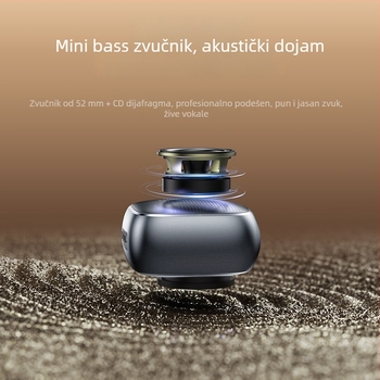 Yesido Bluetooth zvučnik s 52 mm drajverom, BT 5.3, frekvencijski odziv 60 Hz–15 kHz, IPX2, ugrađena baterija 1000–1200 mAh