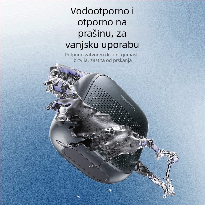 Yesido Bluetooth zvučnik s 52 mm drajverom, BT 5.3, frekvencijski odziv 60 Hz–15 kHz, IPX2, ugrađena baterija 1000–1200 mAh