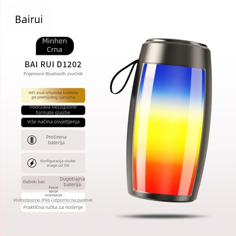 Bluetooth zvučnik za vanjsku i kućnu upotrebu, prenosni stereo sustav, IPX7 vodootporan, USB/TF kartica, 100Hz-20kHz, SNR ≥70dB