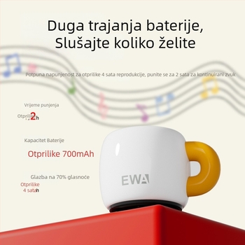 Bežični Bluetooth zvučnik za šalicu — keramička šalica, ugrađena baterija, 5W izlaz, Bluetooth 5.3, frekvencijski raspon 100Hz-18kHz