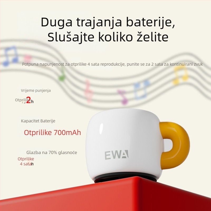 Bežični Bluetooth zvučnik za šalicu — keramička šalica, ugrađena baterija, 5W izlaz, Bluetooth 5.3, frekvencijski raspon 100Hz-18kHz