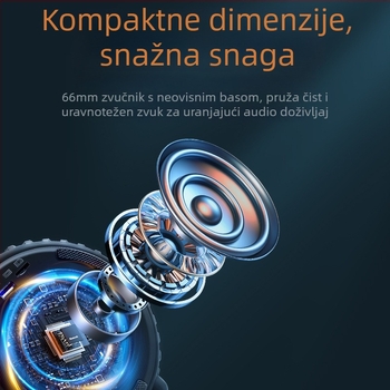 Prijenosni Bluetooth zvučnik s TF karticom – 5W, ugrađena baterija 1000–1200mAh, Bluetooth 5.3, frekvencijski raspon 100Hz–20kHz