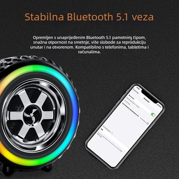 Prijenosni Bluetooth zvučnik s TF karticom – 5W, ugrađena baterija 1000–1200mAh, Bluetooth 5.3, frekvencijski raspon 100Hz–20kHz