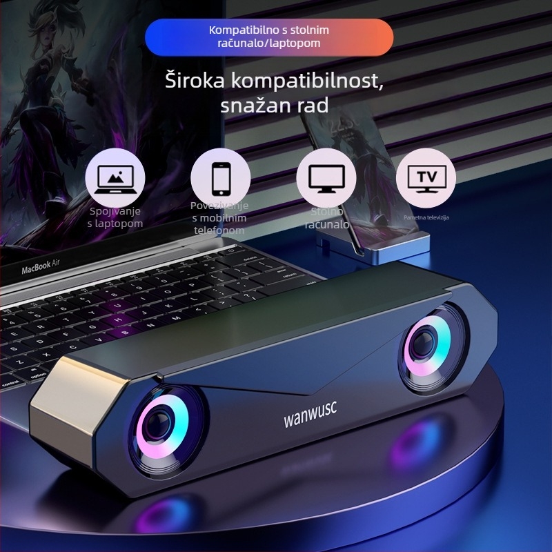 Stolni Bluetooth stereo zvučnici IPX7, 2 zvučnika, SNR ≥70 dB, napajanje na izmjenični napon