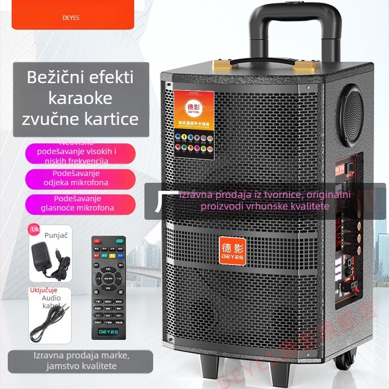 Prijenosni Bluetooth karaoke zvučnik na kotačićima, 50W izlaz, 4 zvučnika, ugrađena baterija (2000–4000 mAh), Bluetooth 5.0, 20 Hz–20 kHz
