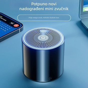 T5 Bluetooth zvučnik, mali kompaktni zvučnik s USB karticom, bežični subwoofer, Bluetooth 5.3, raspon 60 Hz–15 kHz, SNR ≥95 dB, domet 10 m, ugrađena baterija 2000–4000 mAh, nominalna snaga 5 W